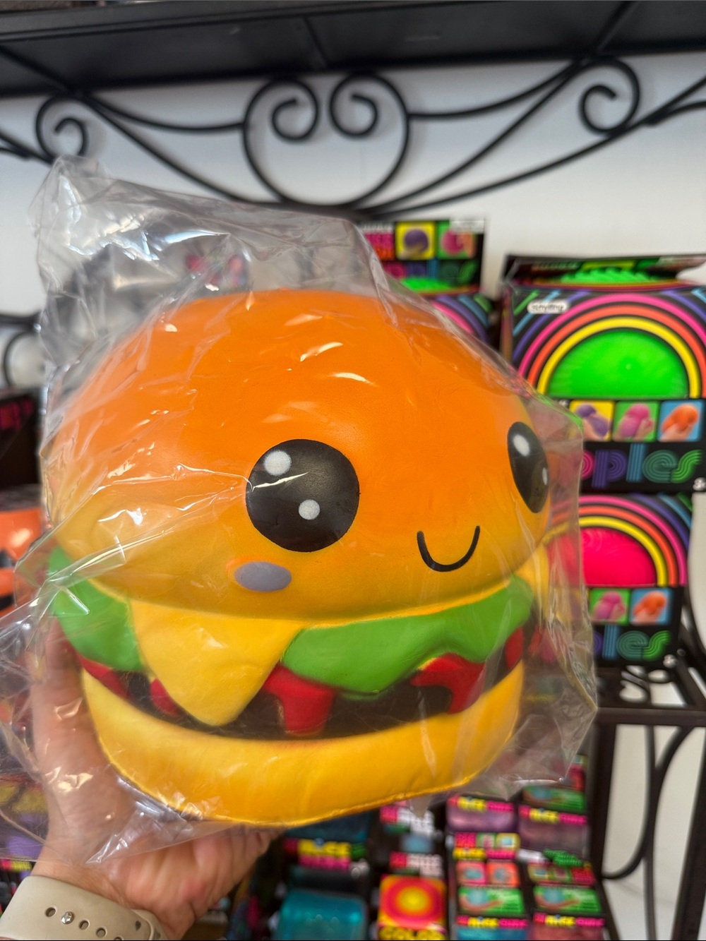 Humongous Slow Rise Burger Squishy Toy - Yellow Cute Hamburger Stress Reliever
